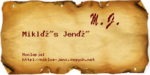 Miklós Jenő névjegykártya